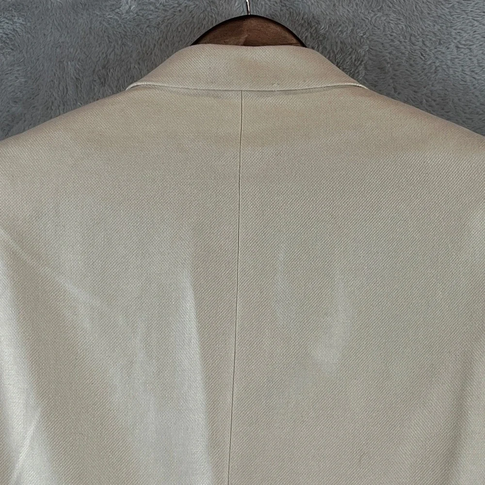 Vintage Lord & Taylor Grant Thomas Mens Ivory Silk Wool Blazer Sport Coat 38S